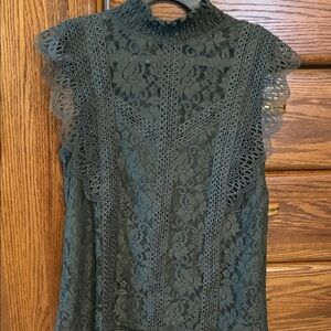 Cable & Gauge Green Lace Blouse